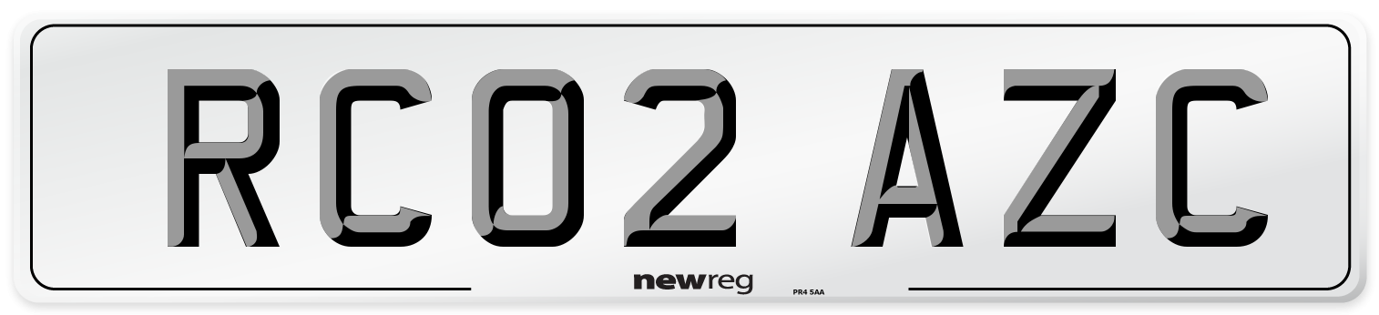 RC02 AZC Number Plate from New Reg